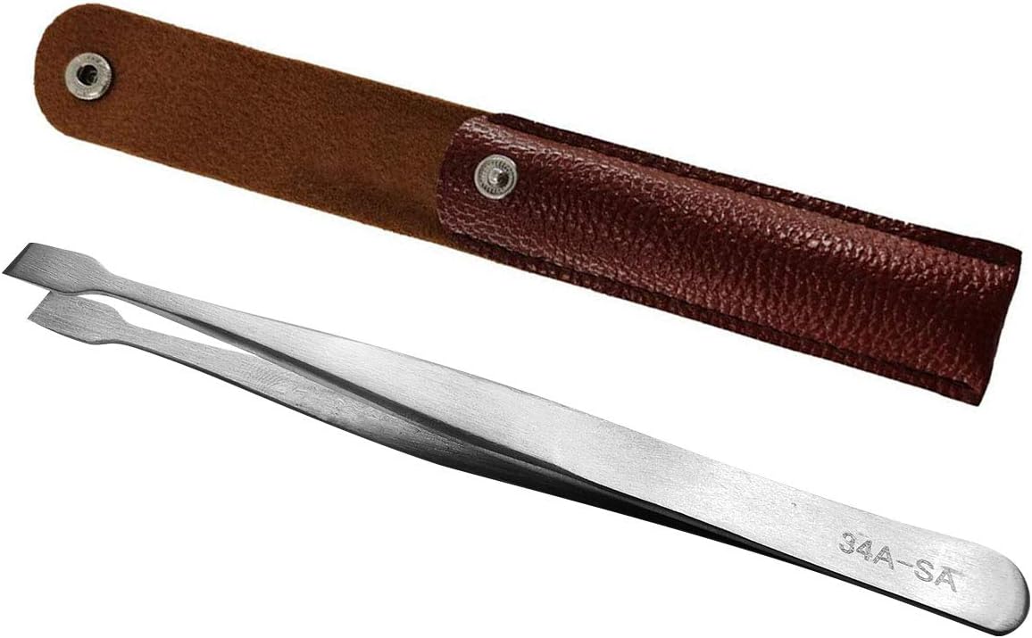 Stainless Steel Flat Spade-Tip Tongs Stamp Tweezers Philately Collector Tools,for Stick False Eyelash,Jewellery Making,Electronic Repair,Sheet Material,Precision Work and Hobbies
