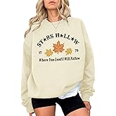 KIEKIECOO Womens Crewneck Sweatshirt Fall Leaf Vintage Graphic Sweatshirts Letter Drop Shoulder Long Sleeve Pullover Tops