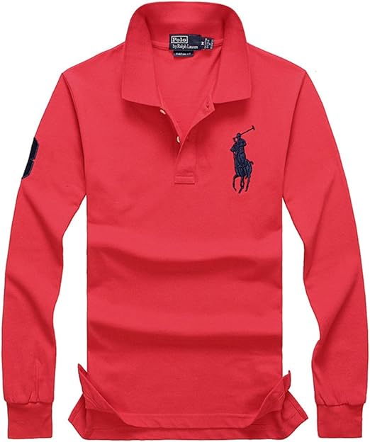 Amazon Polo Ralph Lauren ポロ ラルフローレン メンズ 長袖 ポロシャツ 紳士服 ビッグ ポニー ポイント 鹿の子 刺繍 100 コットン 長袖 5色 Ralph Lauren 07 並行輸入品 M レッド ポロシャツ 通販