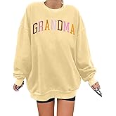 YI XIANG RAN Grandma Sweatshirt for Women - Embroidered Long Sleeve Pullover Top, Oversized