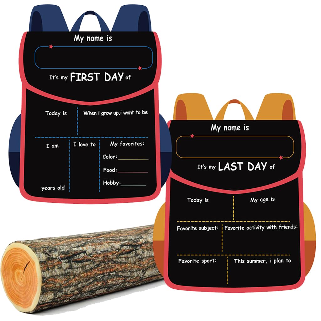 Photo 1 of 11.8" X 9.8" Reusable First & Last Day of School Chalkboard Sign for Kids – Double-Sided Photo Prop for Preschool & Kindergarten – Easy-Clean Surface, Durable Design, Includes Chalk Markers