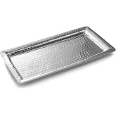 Monarch Abode Decorative Tray &ndash; 16-Inch Hand Hammered Nickel Finish Metal Bathroom Tray Countertop, Vanity Trays Organizer, Perfume Plate for Dresser, Kitchen Countertop Large Fruit Platter