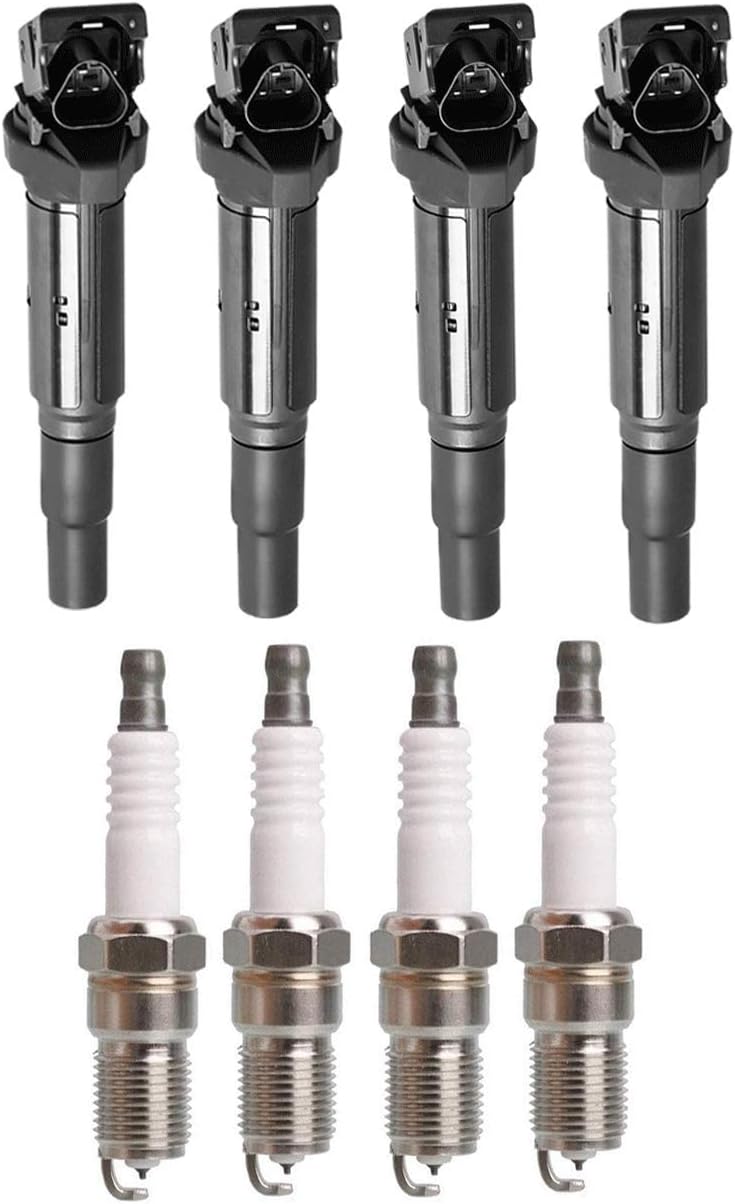 ENA Ignition Coil Spark Plug Set of 4 Compatible with 2007