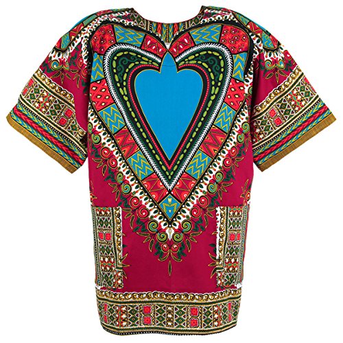 Heart African Dashiki Cotton Mexican Poncho Hippie Tribal Boho Shirt Red ad17r
