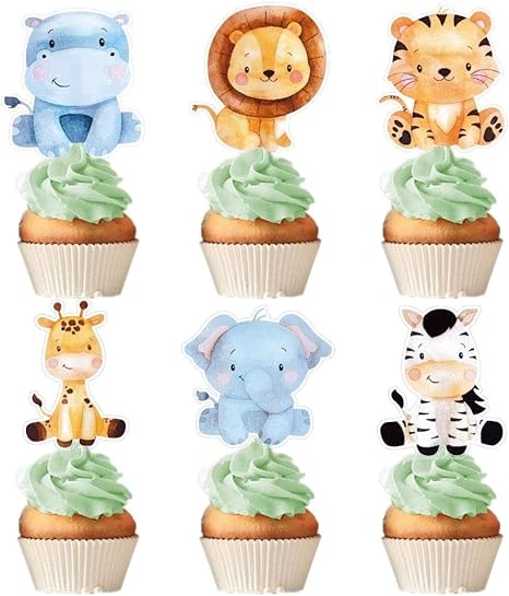 baby jungle animal cake toppers
