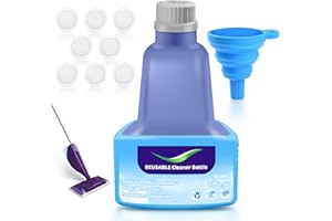 KTNAid Refillable Replacement Bottle for Swiffer Wet Jet Mop, 500ml /17 oz, Empty, Leak-Proof HDPE Cleaner Solution Refill Bottle with 8 Silicone Gaskets & 1 Foldable Funnel