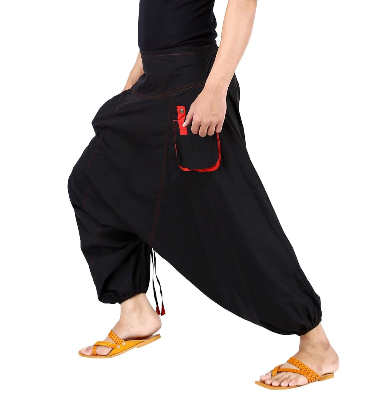 fashion farmer's bodacious men's cotton harem pant stylish box pocket metal button.