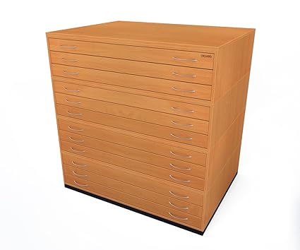Traditional A0 12 Drawer Plan Chest Beech Paper Storage Cabinet