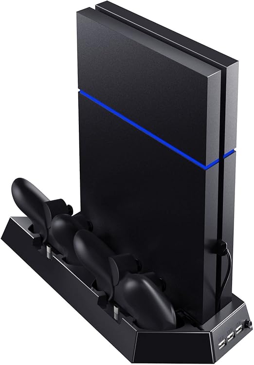 Amazon Connyam Ps4多機能縦置きスタンド冷却ファン付き コントローラー2台充電 Playstation4 デュアルショック4専用 縦置き充電 Ps4 Slim Proに通用できません バッテリー 充電器