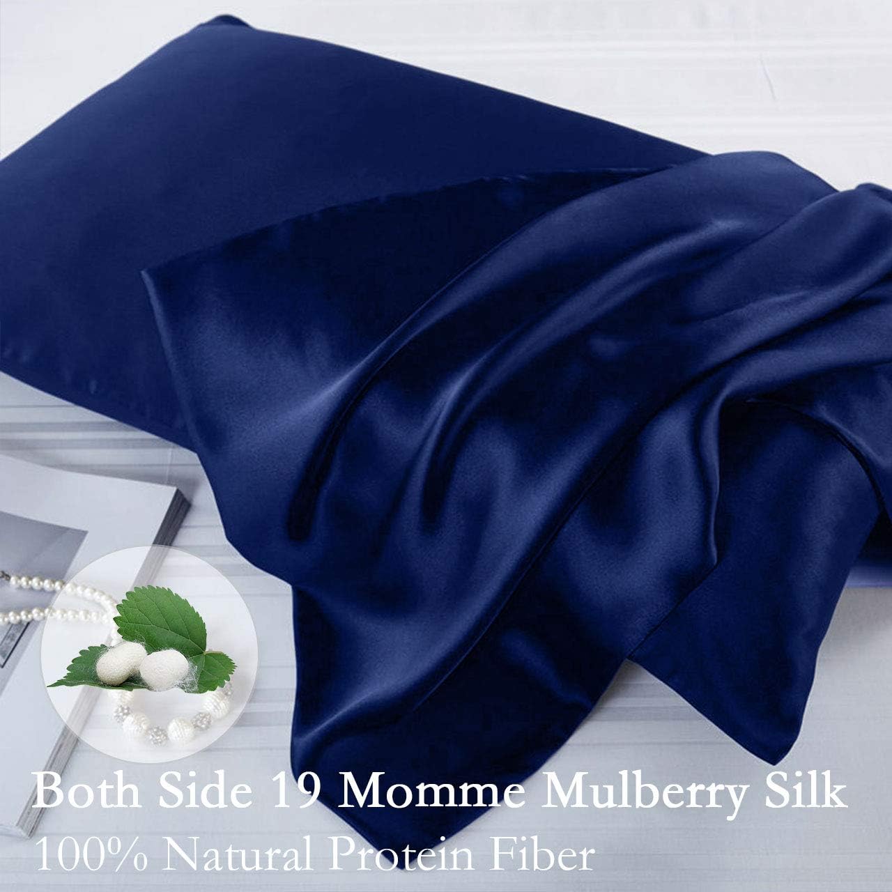 Midohome Silk Pillowcase for Hair and Skin, 100% Mulberry Silk Bed Pillowcase with Hidden Zipper, Both Side Silk Pillow Cover 19 Momme, Soft Breathable Smooth, 2 Pack Queen Size Pillow Case: Home & Kitchen