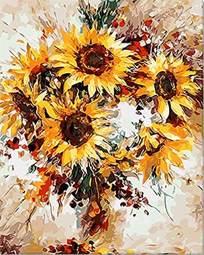 [WOODEN FRAMED] ALB 16" x 20" Paint by Numbers Diy Painting Famous Painting Collection 1 (Golden Flower)