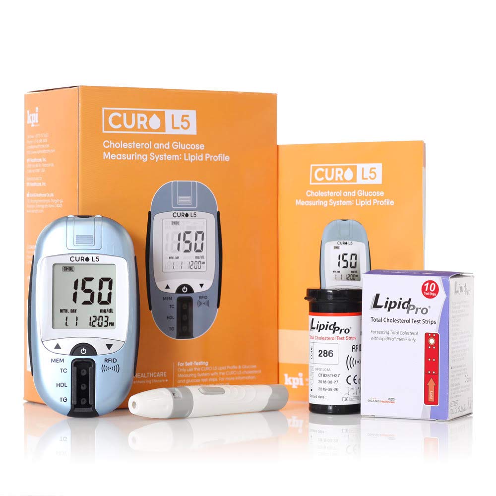 CURO L5 Blood Cholesterol Test Strips Includes Total