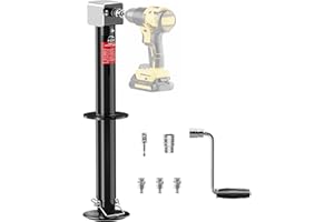 FZZD 5000 lbs A-Frame Trailer Jack, 23" Vertical Travel, 20-24V Cordless Drill Compatible, Adjustable Drop Leg, for Utility, Yacht (Black)