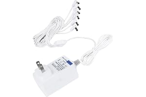 UPMMUD 4.5V Lemax Power Adapter, 6 Outputs, for Christmas Halloween Village Mini Lighting Building Decoration, White