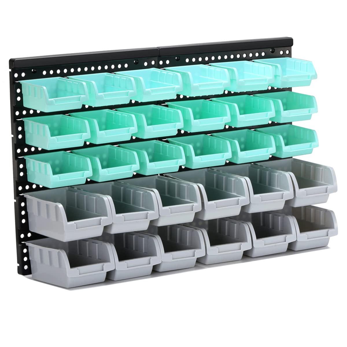 Photo 1 of **INCOMPLETE** RIVTUN Wall Mounted Storage Bins Parts Rack 2 Colors Garage Plastic Shop Tool Organizer, ABS Plastic Garage Rack, Screw Storage 15 Bins