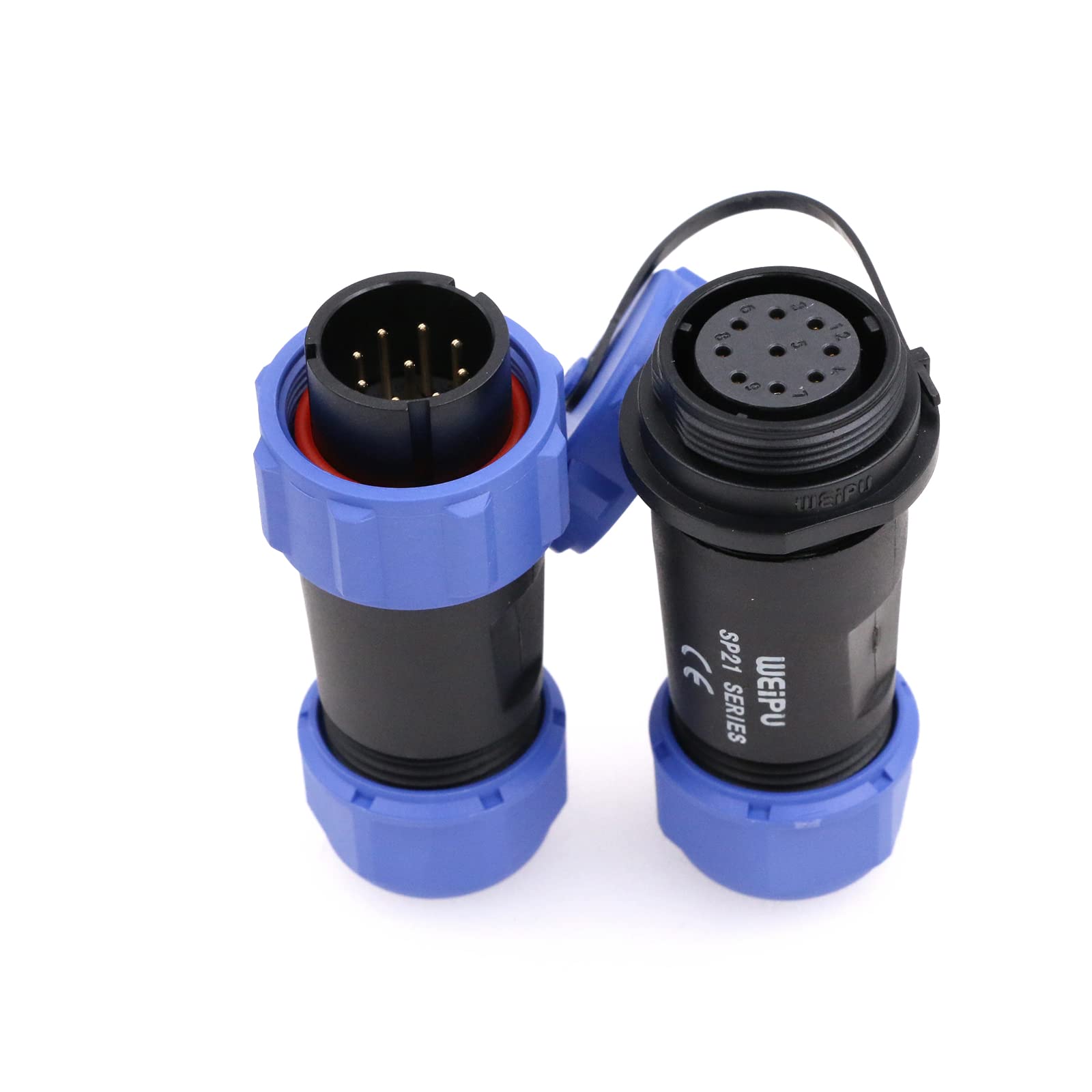 Eonvic Weipu SP21 2-12 Pin Male Waterproof Connector Plug Female Socket IP68 in Line Cable Connector Industrial Circular Solar Electrical Connector (9Pin)