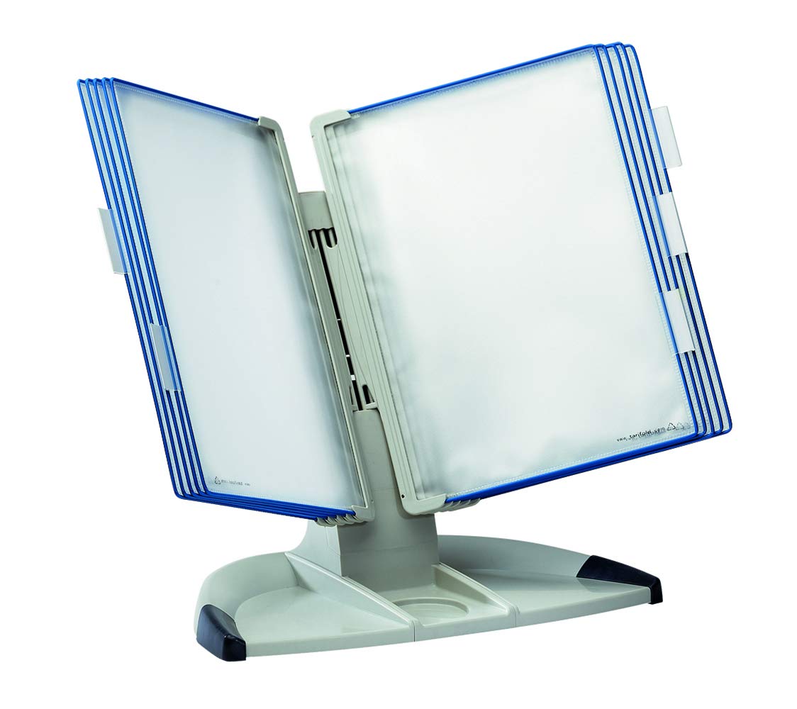 Tarifold Office Desk Display Stand with 5 Clip-on Index Tabs and 10 Pockets A4 Blue Ref 734301