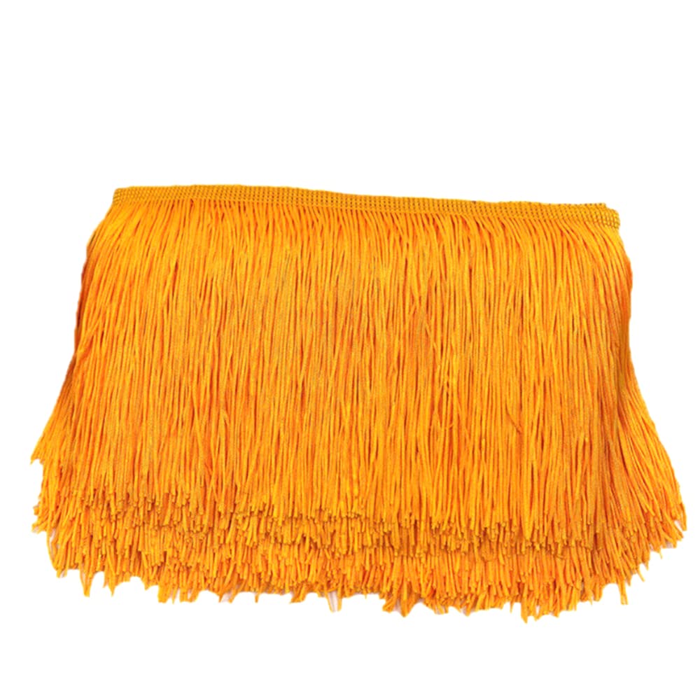 10 cm x 2 m Fringe Border Fringe Tape Decorative Ribbon Dance Fringe Cut Fringe Silk Tassel Fringe Trimming Ribbons for Sewing, DIY Crafts, Clothing, Lingerie, Costumes, Curtains Decoration, Orange C