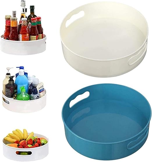 2 Pcs MultiFunction 360° Rotating Organizer Tray，Lazy