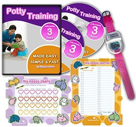 Potty Training in 3 Days - Ultimate Potty Training for Girls. Complete Kit Includes Potty Training in 3 Days Audio Guide, Laminated Potty Training Charts & Pink Potty Time Watch (Pink)