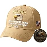 Veteran Pride DD-214 Military Baseball Cap and Commemorative Coin Set, A Gift for Patriotic Retired Soldiers and Veterans Day