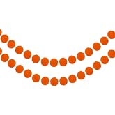 MECCANIXITY 2Pcs Felt Ball Garland Orange Red 6.6 Feet Long for Decor | 30 Balls Pom Pom Garland Handing Party Banner Decor for Christmas Birthday Party