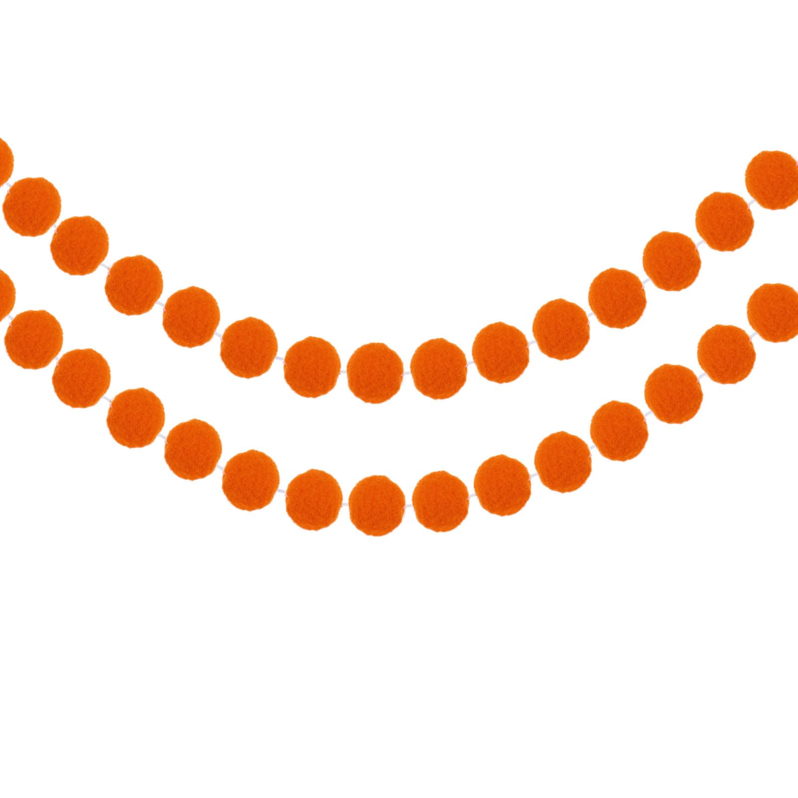 Photo 1 of MECCANIXITY 2Pcs Felt Ball Garland Orange Red Pom Pom Garland Handing Balls 6.6 Feet Long 30 Balls Party Banner Decor for Christmas Birthday Party Decoration