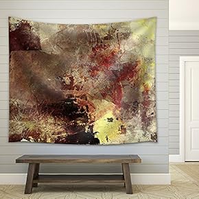 Painted Background with Different Textures Added - Fabric Wall Tapestry Home Decor - 51x60 inches
