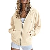 Fisoew Womens Zip Up Sweatshirts Fleece Lined Collar Crop Hoodie Casual Cotton Long Sleeve Tops with Thumb Hole