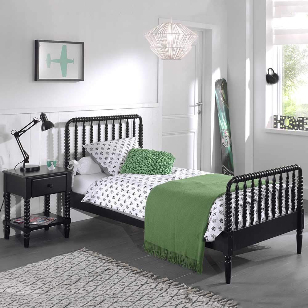 Pharao24 Retro Schlafzimmer Set in Schwarz gedrechselt: Amazon.de