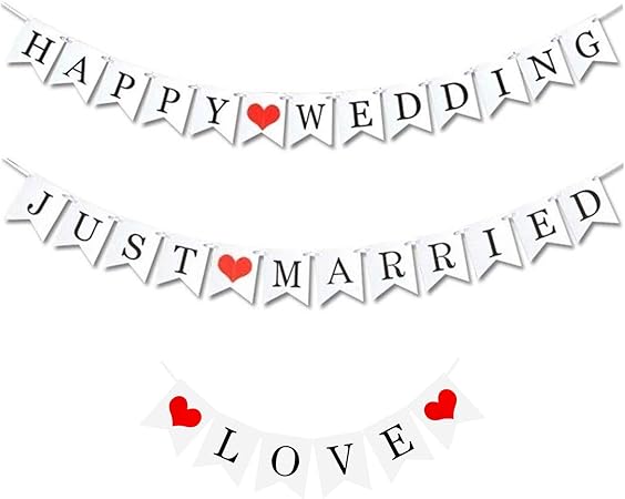 Amazon Co Jp Huazontom フォトプロップス ウエディング ガーランド 結婚式 装飾 Happy Wedding Just Married 写真撮影小物 おもちゃ