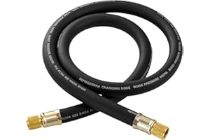 TIGBEAR 1/2" Vacuum Refrigerant Hose, High Flow HVAC Refrigerant Hose 1/2 FL for R410A R134A R407C R502 R12 R22 System, 640 PSI Working Pressure, 60 Inch Black AC Recharge