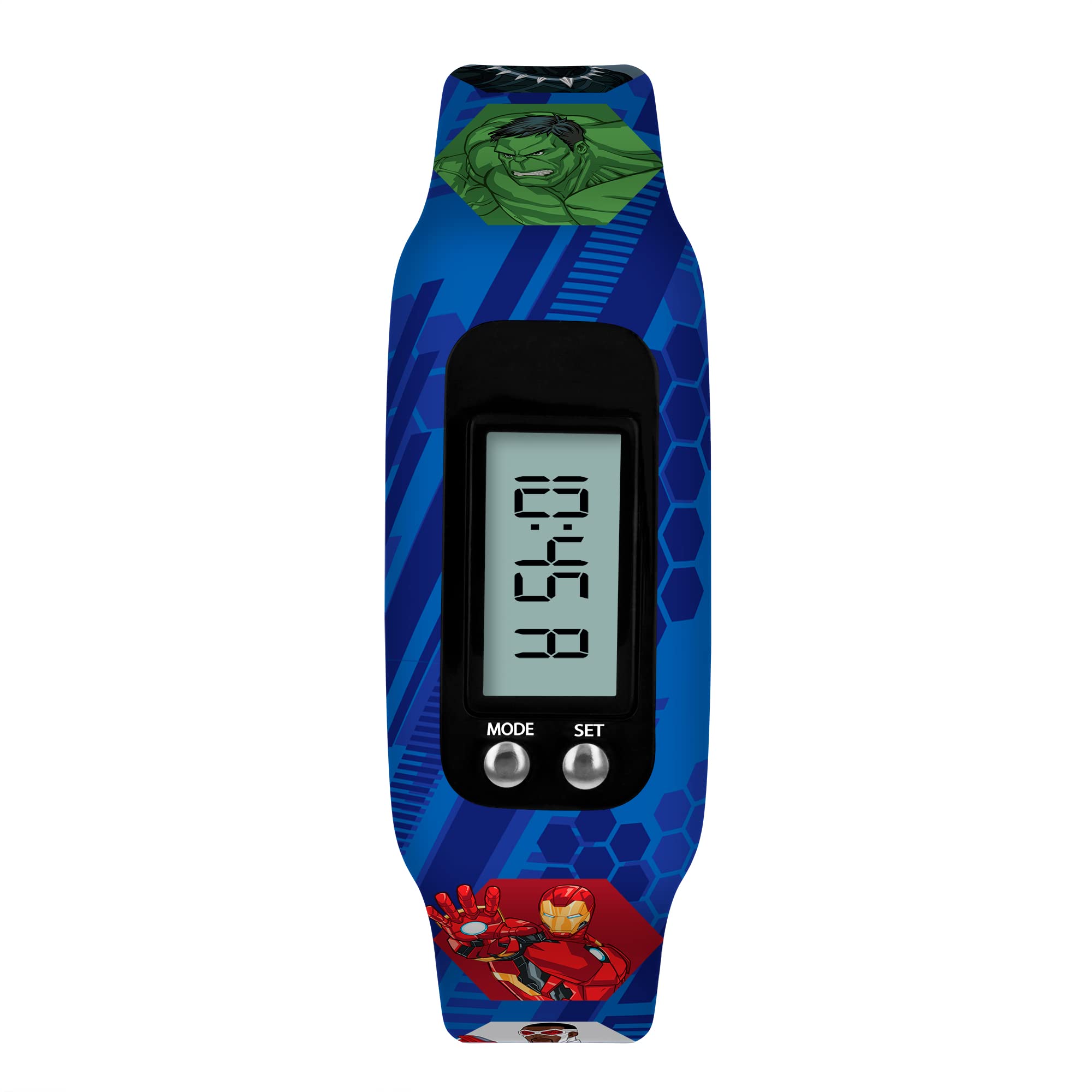 Disney Marvel Blue LCD Tracker Watch with Printed Silicone Strap AVG4759