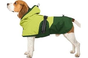 BRKURLEG Dog Raincoat for Small Medium and Large Dogs Waterproof Dog Rain Jacket Adjustable Hooded Dogs Raincoat Pet Rain Coat Poncho with Leash Hole, Reflective Strip, Green, L