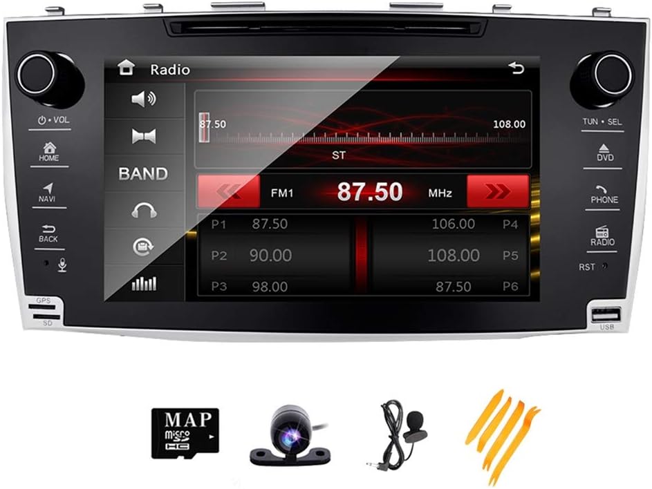 GPS Navigation Car Radio Stereo for Toyota Camry 2007 2008 2009 2010 2011 in Dash Sat Nav Indash Touch Screen with Backup Camera Double Din 8 Inch Multimedia Player DVD CD CAM-IN Free Removal Tool Kit