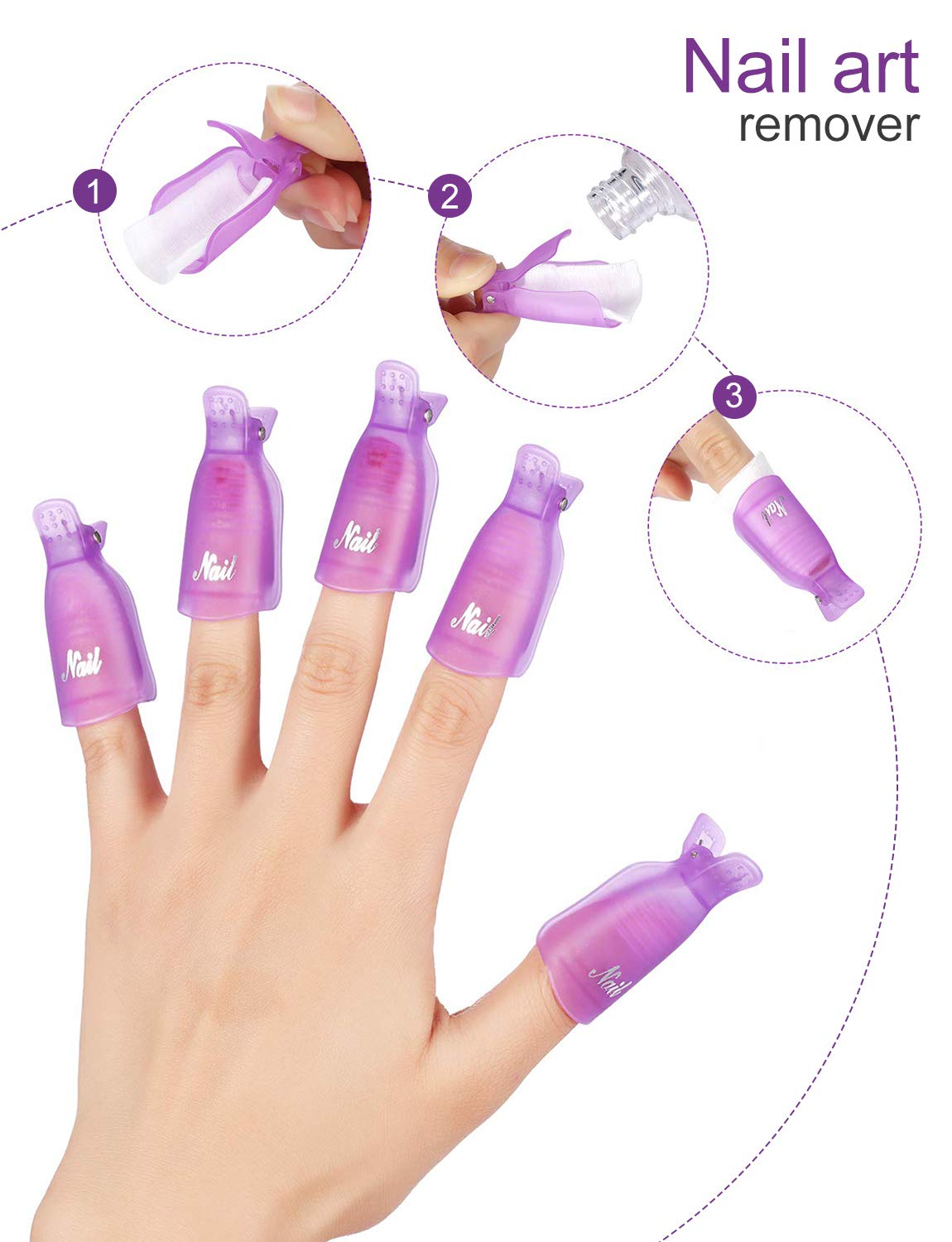 LANDOT Gel Nail Polish Remover Kit, 10pcs Gel Nail Polish Remover Clips Cap, 500pcs Nail Wipe Cotton Pads and 150ml Nail Polish Remover Pump Bottle : Beauty