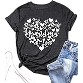 Towilliamsnya Grandma Shirt Women Grandmother Heart Printed T-Shirt Funny Grandma Life Casual Short Sleeve Tee Tops
