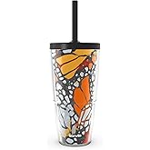 Tervis Monarch Butterfly Transformation Made in USA Double Walled Insulated Tumbler Travel Cup Keeps Drinks Cold & Hot, 24oz with Straw Lid, Classic