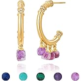 FETTERO Women Gold Hoop Earrings 14K Gold Plated 925 Sterling Silver Post Chunky Huggie Hoops Colored Tassel Boho Statement Earrings for Women Dainty Jewelry