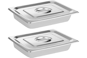 LANIAKEA 2PCS Hotel Pans with Lids Stainless Steel Steam Table Pan Restaurant Supplies 1/2 Size x 2.5 inch Deep Stainless Steam Table Pans, Hotel Pan Trays for Food