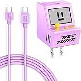USB C Wall Charger Block with 3.3 FT Long Charging Cable Dual 30W USB A Charger Block with Foldable Plug 3A Fast Charging Type C Charger Cord for iPhone 17, Air, Pro, Pro Max, for Samsung, Purple