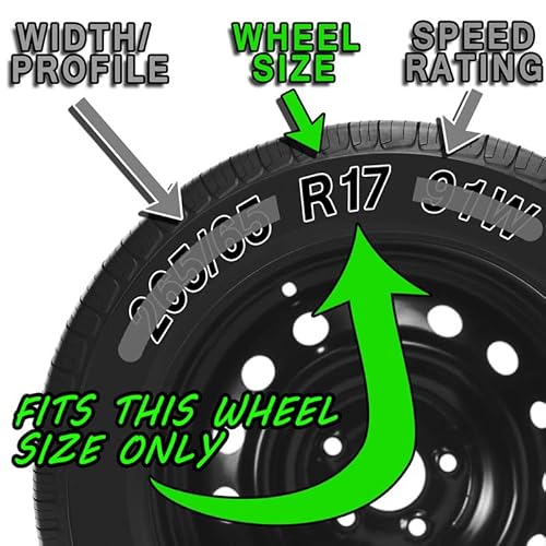 OxGord 17 Inch Black Hubcaps - Set Of 4 Snap-On Wheel Covers For Steel Rims, Silver Finish