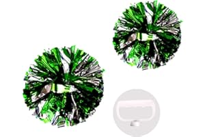 PUZINE 2pack/4pack 13" Cheerleading Metallic Foil & Plastic Ring Pom Poms Cheerleading Poms 100g