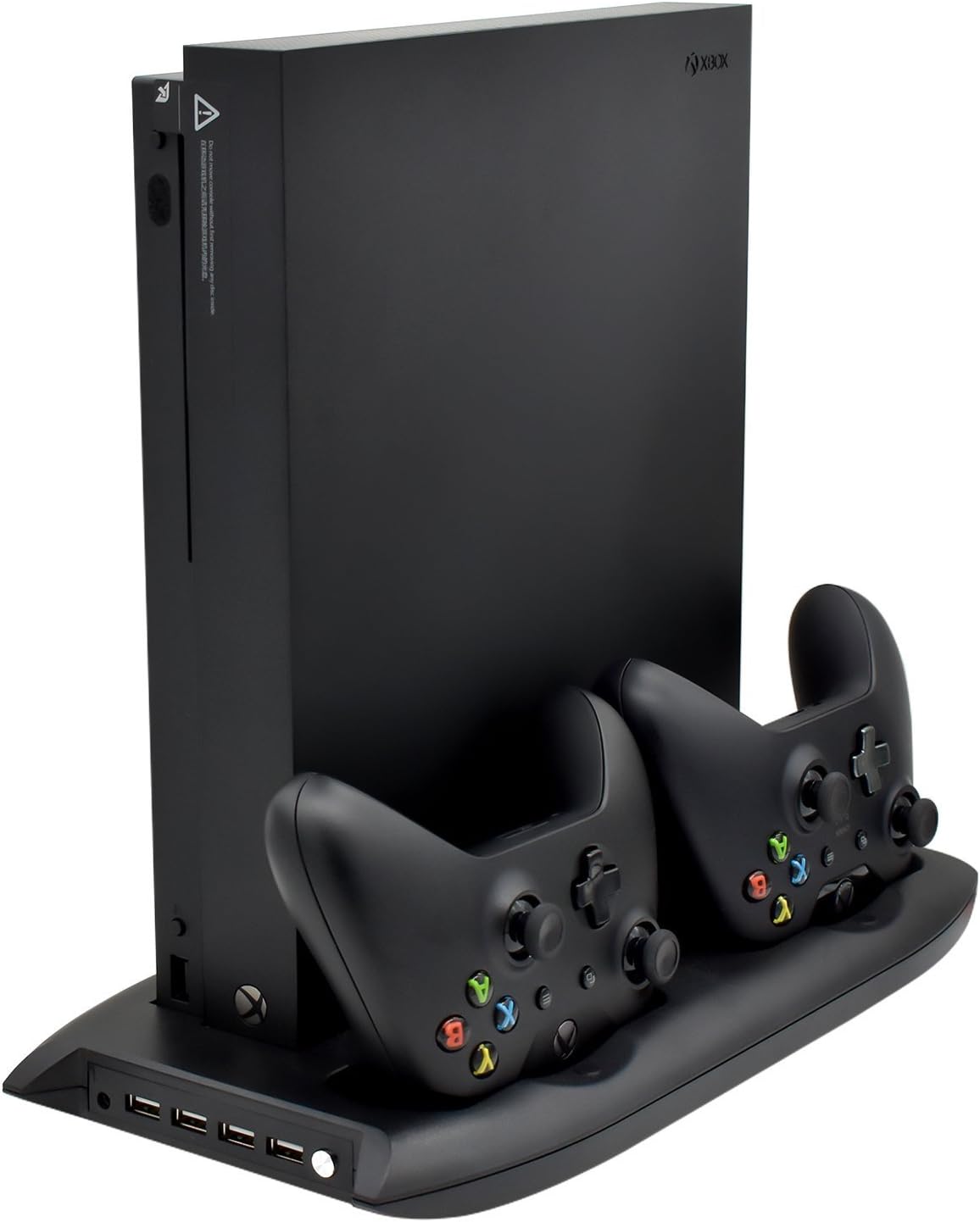 Zadii Vertical Stand Cooling Fan Compatible with Xbox One X with Dual Controller Charging Station