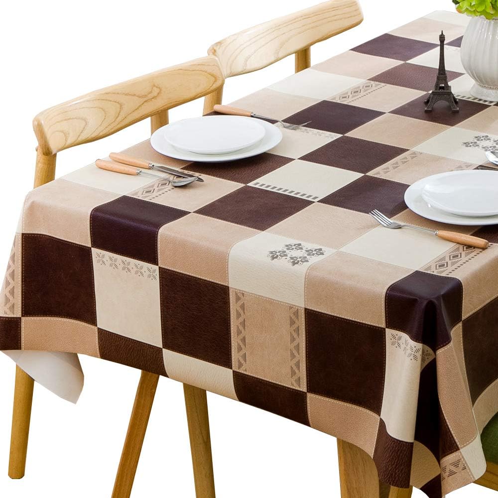 Plastic Table Cloth Rectangle Table Vinyl Tablecloth Waterproof Wipeable Oilcloth Tablecloths for Kitchen Dining Table Cover (54x84 inch, Lattice-1)
