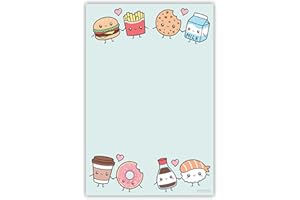 DAILY RITMO Cute Kawaii Food Love Sticky Notes | Food Humor Notebook Notepad Note Card for Novelty Lover Gift | 50 Pages 4x6