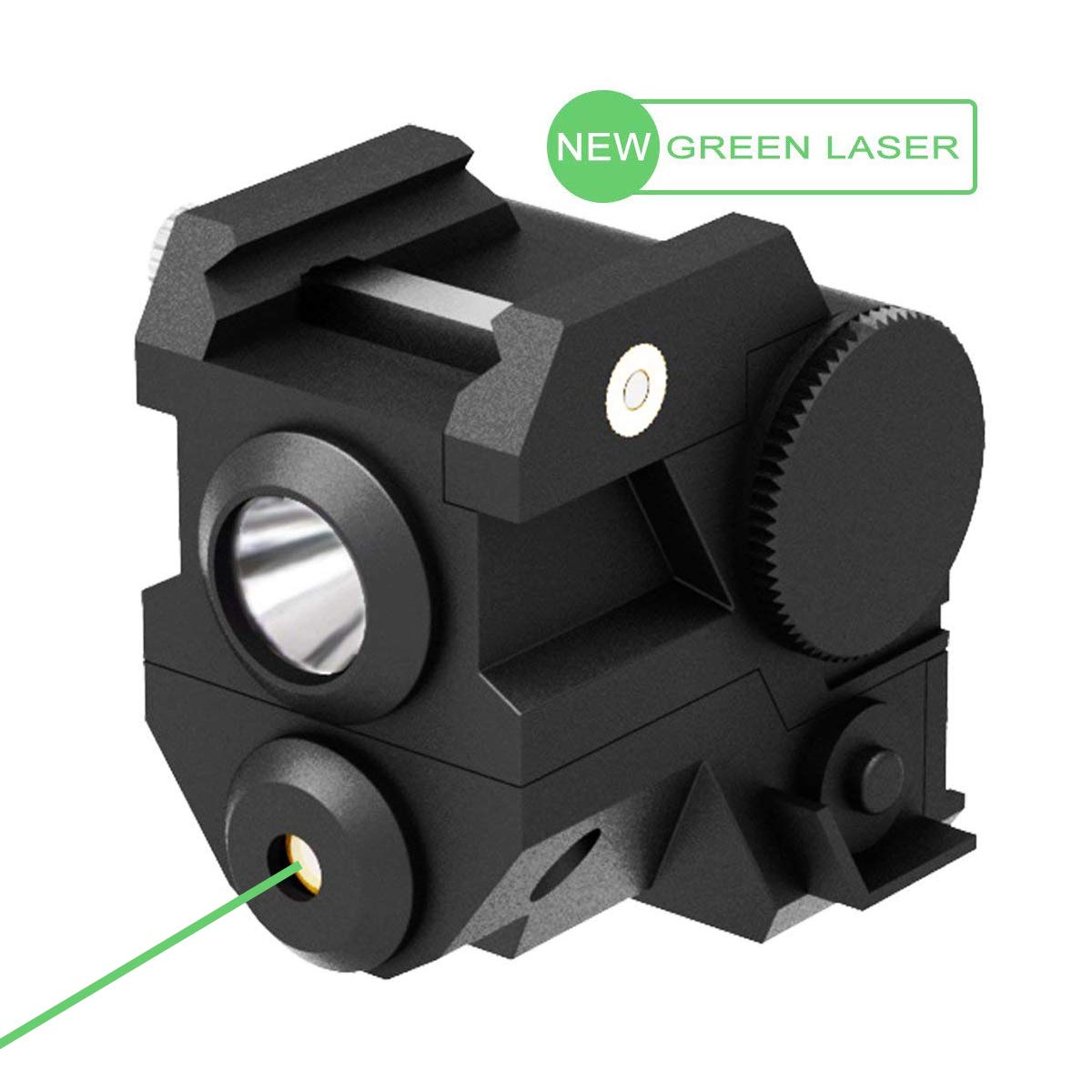 Tactical Pistol Green Laser with High Lumen CREE LED Flashlight, Flashlight Strobe, Flashlight + Green Laser, 4-in-1, Mini Sights Accessories for Handgun/Rifle/Hunting Weapons, 20mm Rails Mount
