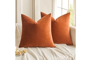 MIULEE Pack of 2 Velvet Soft Solid Decorative Square Throw Pillow Covers Set Fall Cushion Cases for Sofa Bedroom Car 18x18 Inch 45x45 Cm Orange