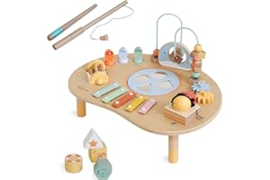 Sosola 1 Year Old boy and Girl Toys are Wooden Multifunctional Children's Game Table Montessori Toys for 1 Year Old and 7-in-1 Baby Equipment Games A Gift for Boys Aged 1-3.