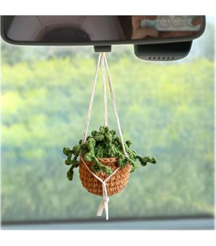 KHGUZ Cactus Car Mirror Hanging Ornament - Cute Resin Succulent Pendant For Rearview Mirror, Car Interior Decor (Style A)